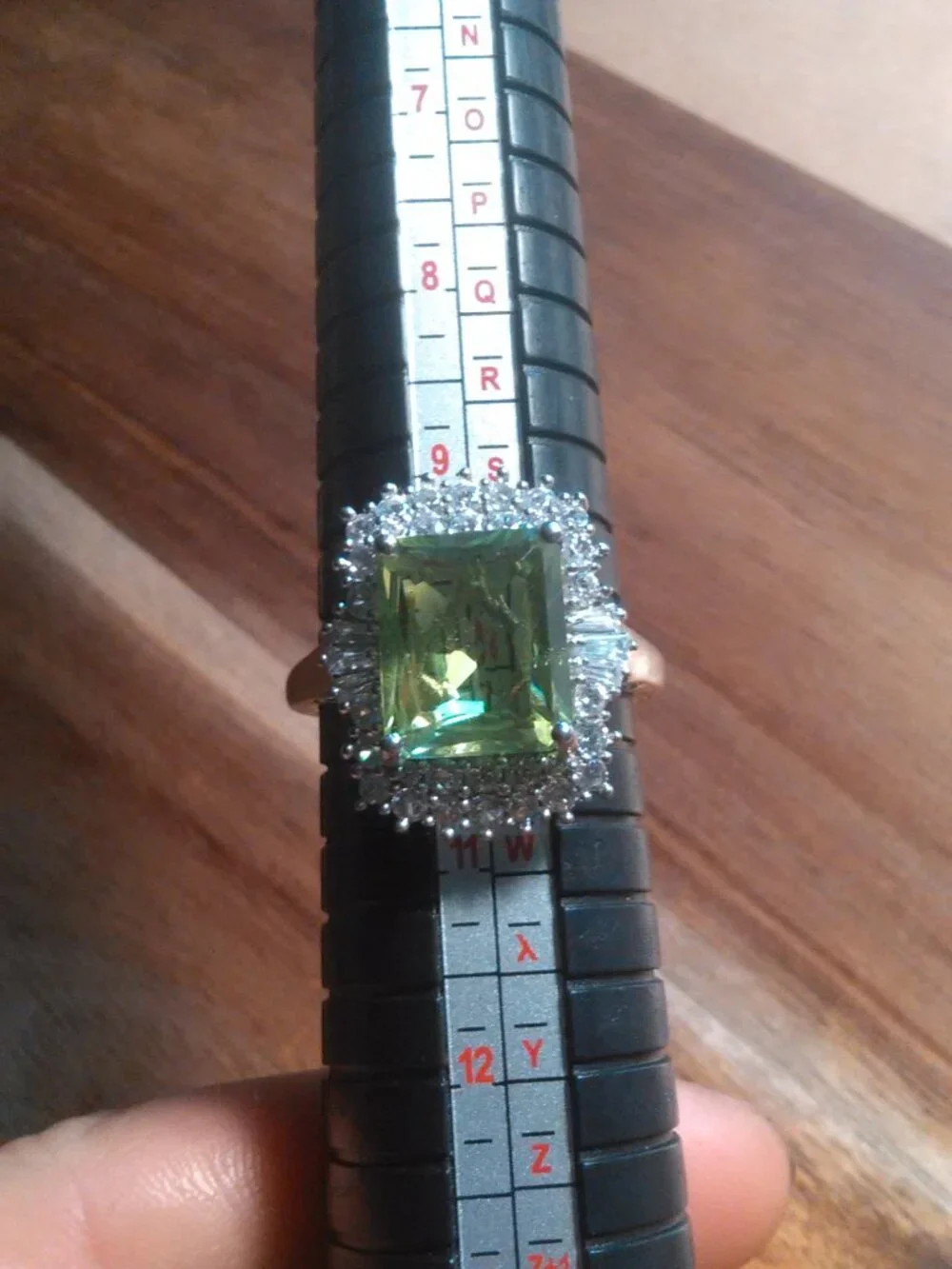 Green Triplet Quartz Natural White Zircon Accent Sterling Silver Ring (Size 10)